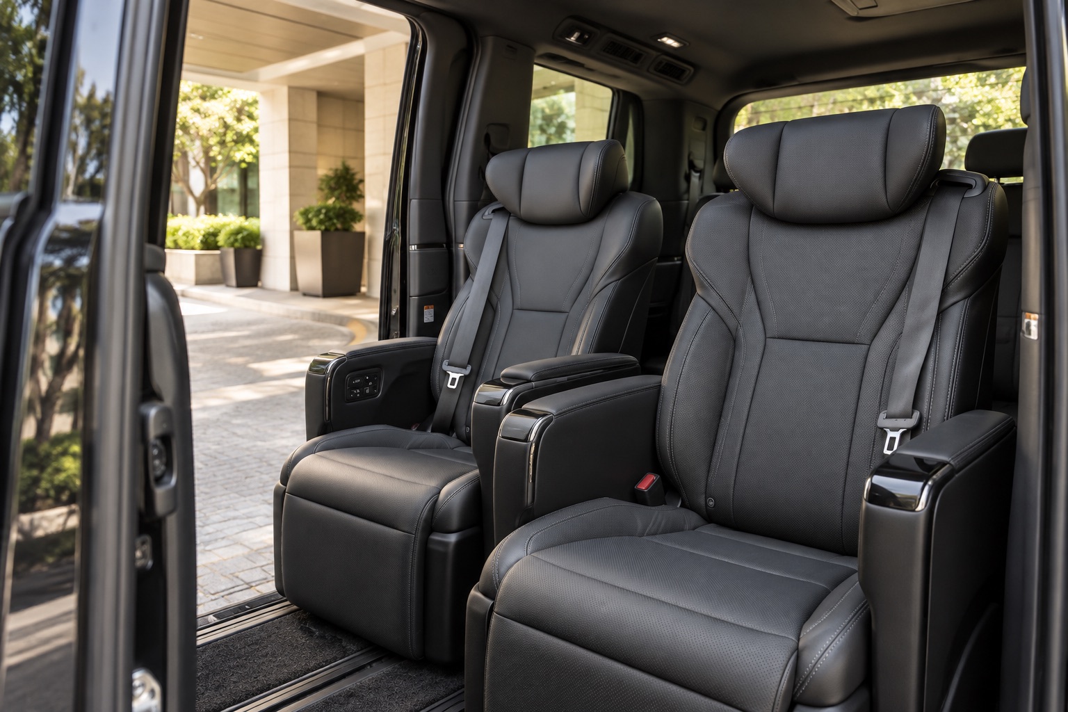 Illustrative luxury MPV cabin with individual second-row seats